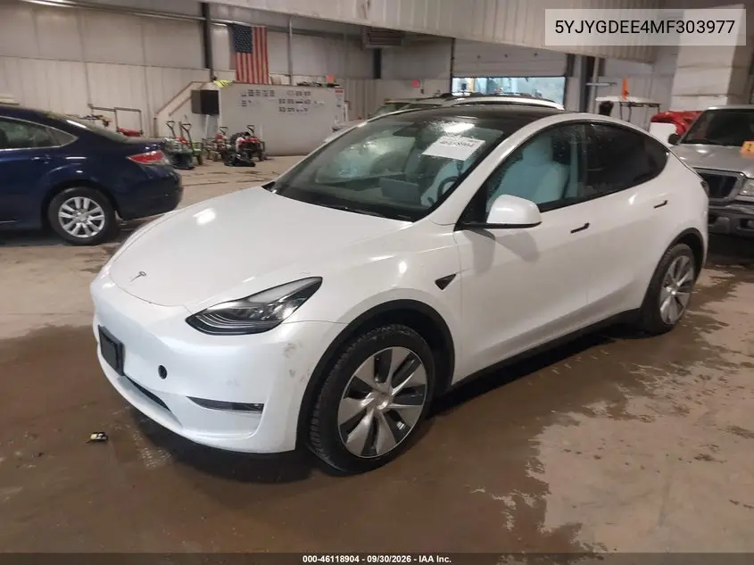 2021 TESLA MODEL Y VIN 5YJYGDEE4MF303977 — фото 8
