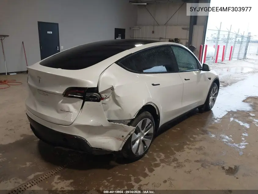 TESLA MODEL Y 2021, VIN 5YJYGDEE4MF303977