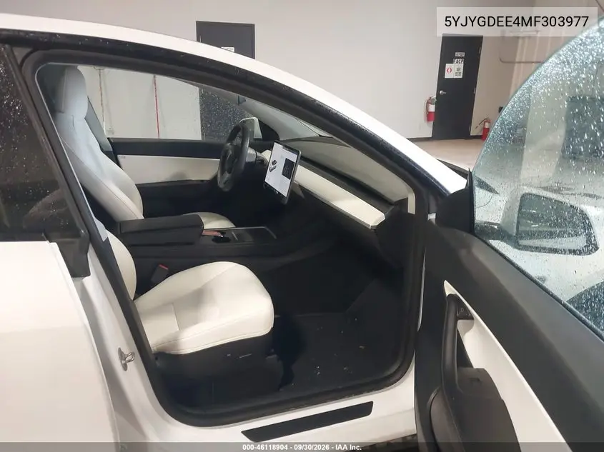 2021 TESLA MODEL Y VIN 5YJYGDEE4MF303977 — фото 2