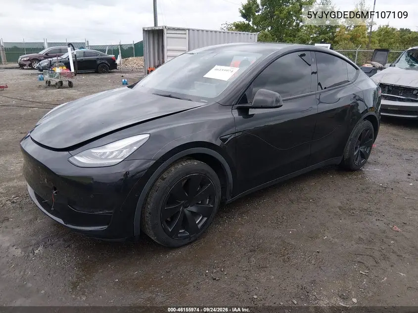 2021 TESLA MODEL Y VIN 5YJYGDED6MF107109 — фото 2