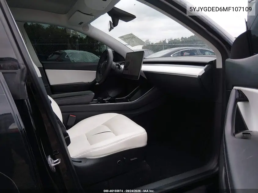 2021 TESLA MODEL Y VIN 5YJYGDED6MF107109 — фото 5