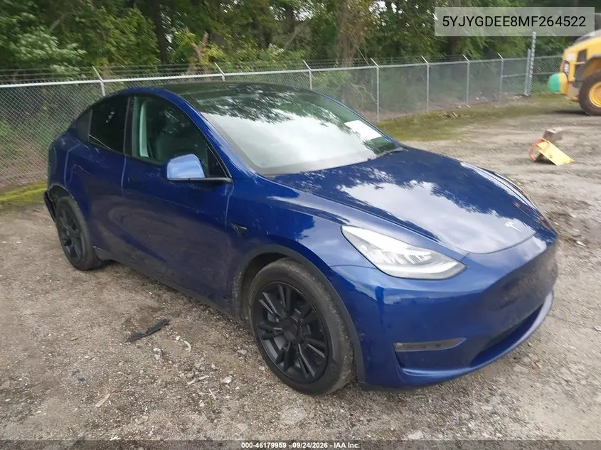 TESLA MODEL Y 2021, VIN 5YJYGDEE8MF264522