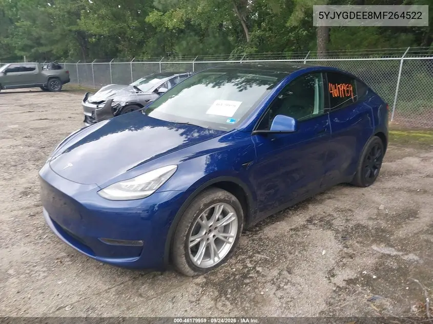 2021 TESLA MODEL Y VIN 5YJYGDEE8MF264522 — фото 2
