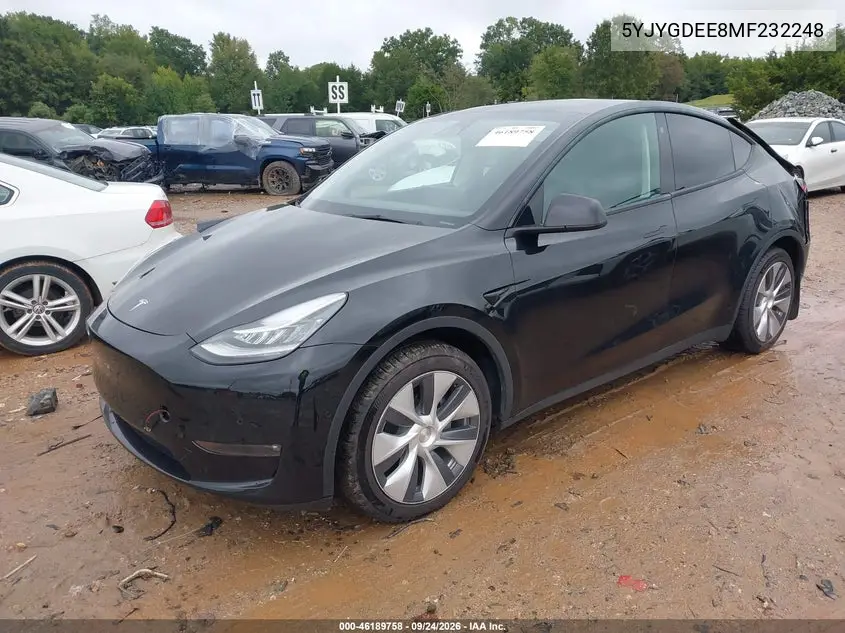 2021 TESLA MODEL Y VIN 5YJYGDEE8MF232248 — фото 2