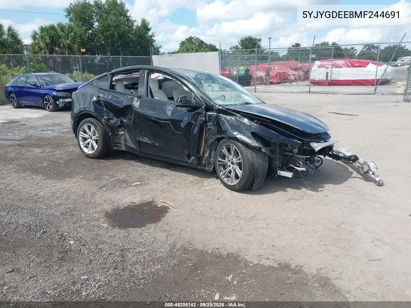 TESLA MODEL Y 2021, VIN 5YJYGDEE8MF244691