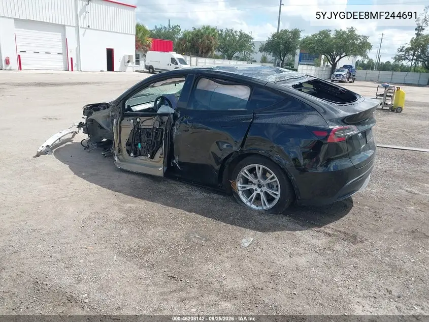 2021 TESLA MODEL Y VIN 5YJYGDEE8MF244691 — фото 3