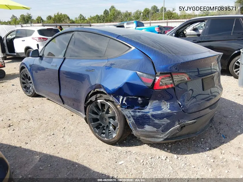2021 TESLA MODEL Y VIN 5YJYGDEE0MF089571 — фото 3