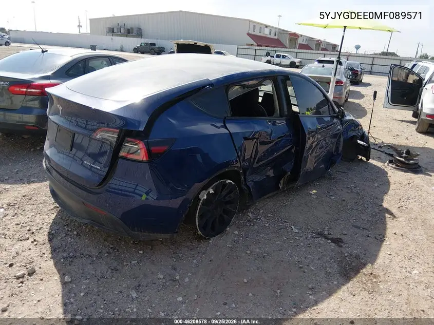 2021 TESLA MODEL Y VIN 5YJYGDEE0MF089571 — фото 4