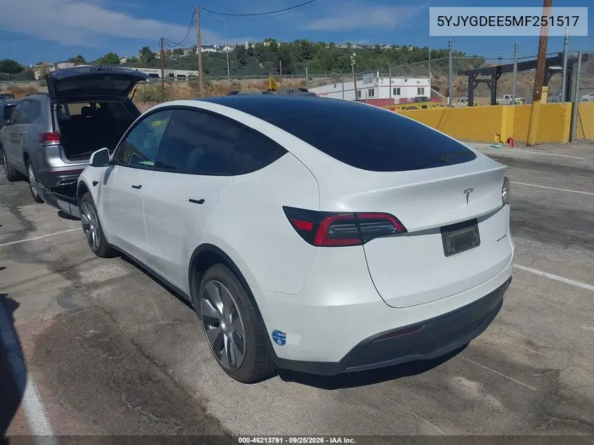 2021 TESLA MODEL Y VIN 5YJYGDEE5MF251517 — фото 3