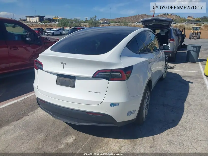 2021 TESLA MODEL Y VIN 5YJYGDEE5MF251517 — фото 4