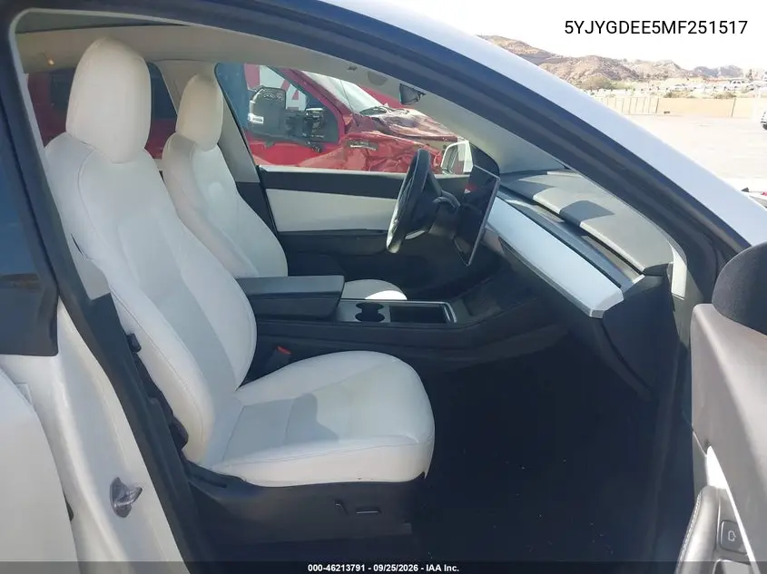 2021 TESLA MODEL Y VIN 5YJYGDEE5MF251517 — фото 5