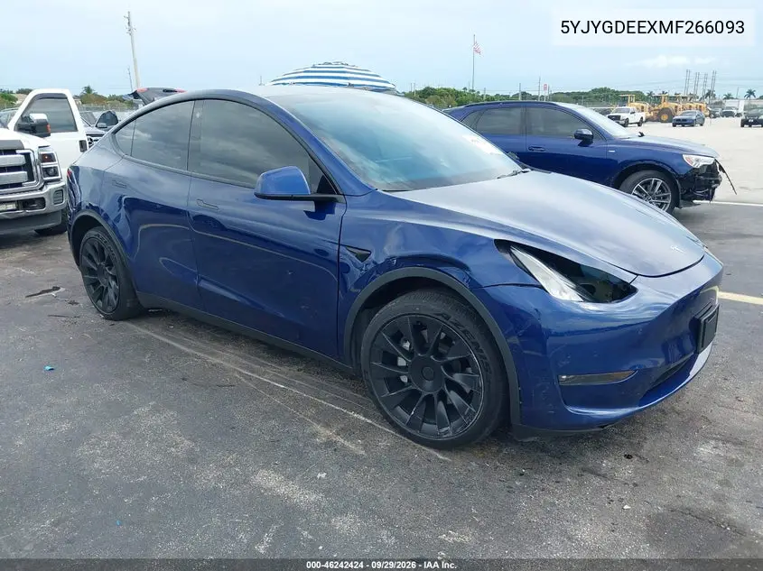TESLA MODEL Y 2021, VIN 5YJYGDEEXMF266093