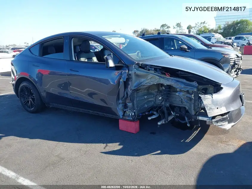 TESLA MODEL Y 2021, VIN 5YJYGDEE8MF214817