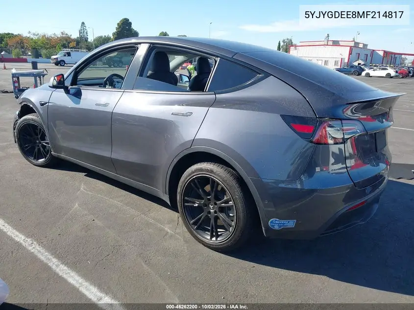 2021 TESLA MODEL Y VIN 5YJYGDEE8MF214817 — фото 3