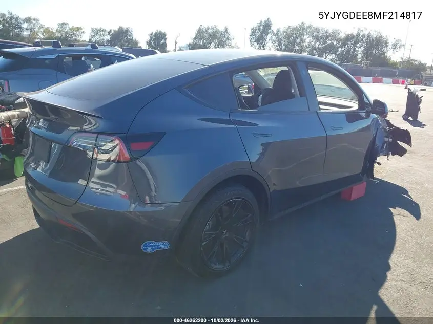 2021 TESLA MODEL Y VIN 5YJYGDEE8MF214817 — фото 4