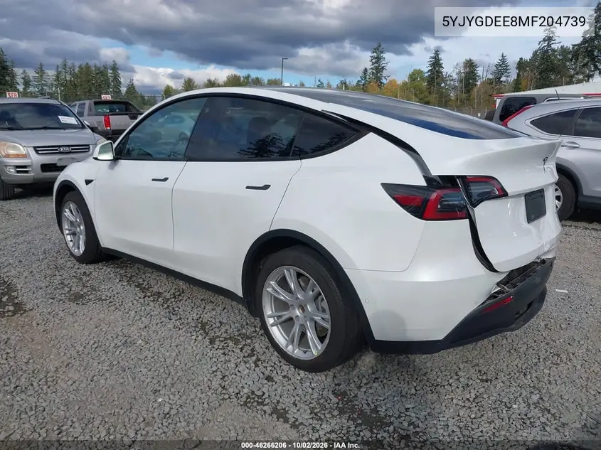 2021 TESLA MODEL Y VIN 5YJYGDEE8MF204739 — фото 3