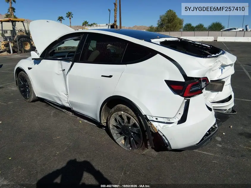 2021 TESLA MODEL Y VIN 5YJYGDEE6MF257410 — фото 3