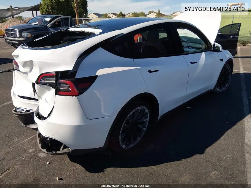 2021 TESLA MODEL Y VIN 5YJYGDEE6MF257410 — фото 4