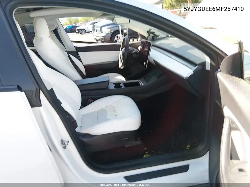 2021 TESLA MODEL Y VIN 5YJYGDEE6MF257410 — фото 5