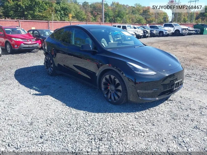 TESLA MODEL Y 2021, VIN 5YJYGDEF1MF268467