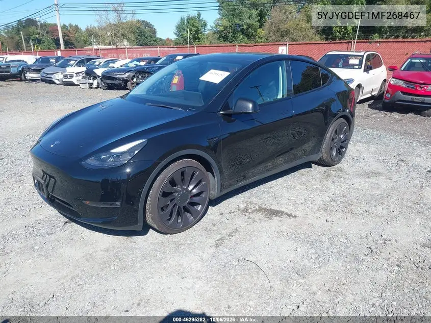 2021 TESLA MODEL Y VIN 5YJYGDEF1MF268467 — фото 2