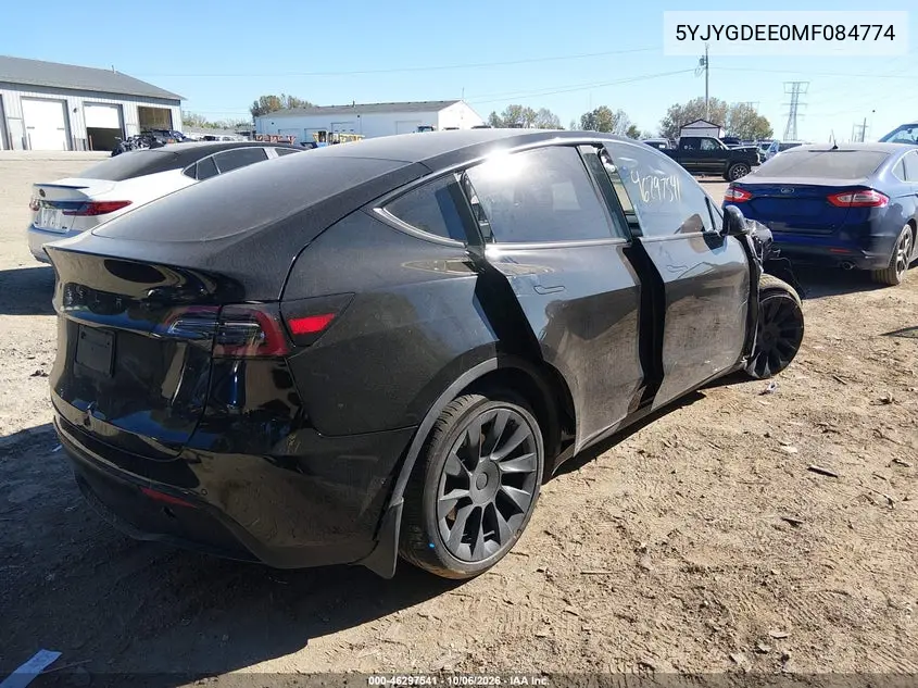 2021 TESLA MODEL Y VIN 5YJYGDEE0MF084774 — фото 4