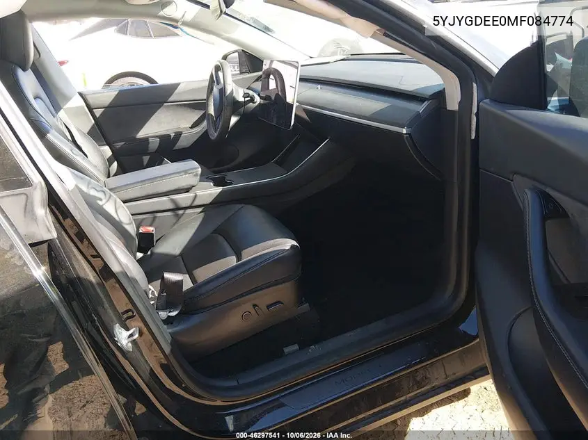 2021 TESLA MODEL Y VIN 5YJYGDEE0MF084774 — фото 5