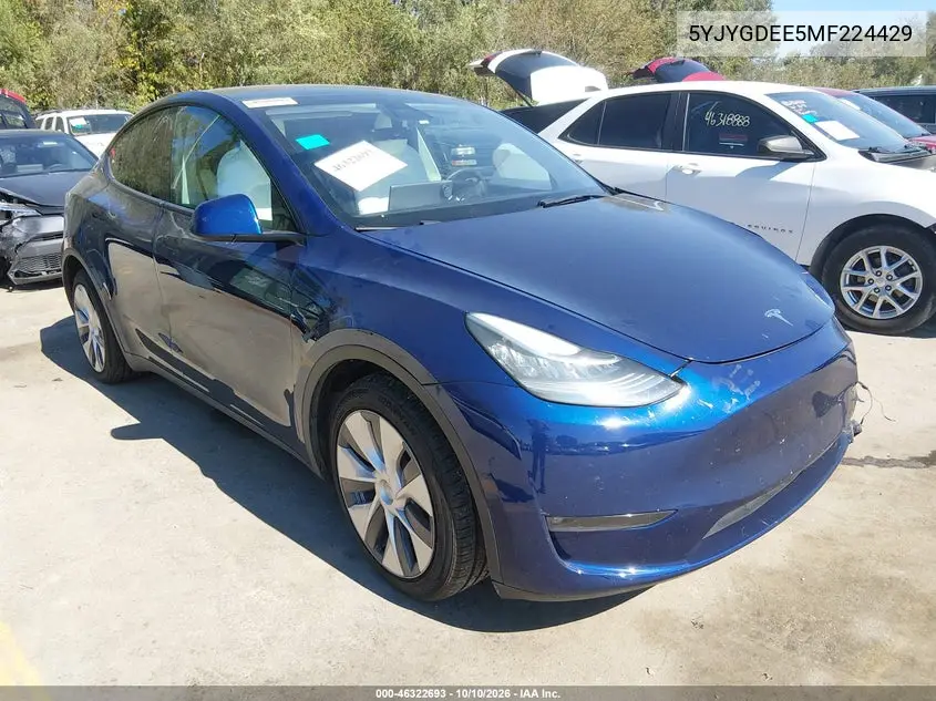 TESLA MODEL Y 2021, VIN 5YJYGDEE5MF224429