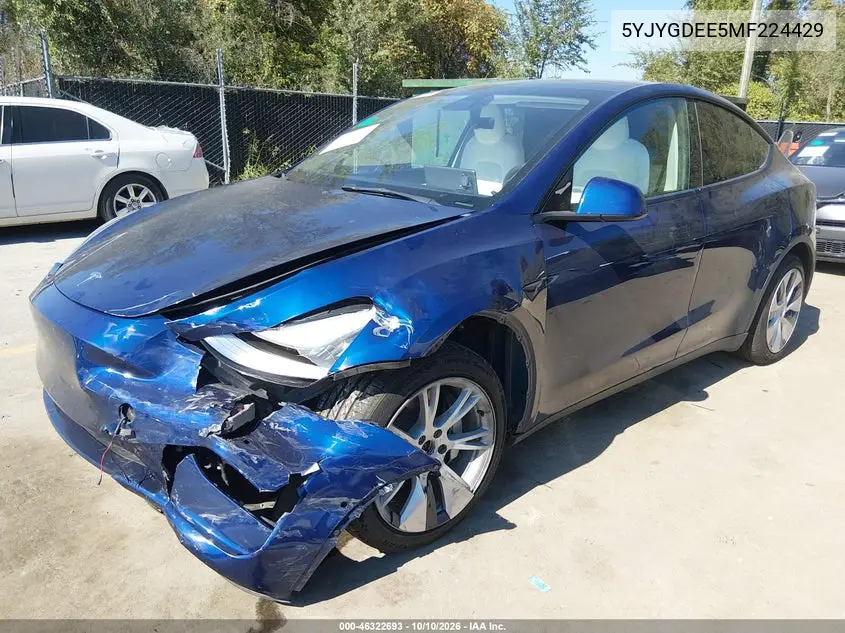 2021 TESLA MODEL Y VIN 5YJYGDEE5MF224429 — фото 2