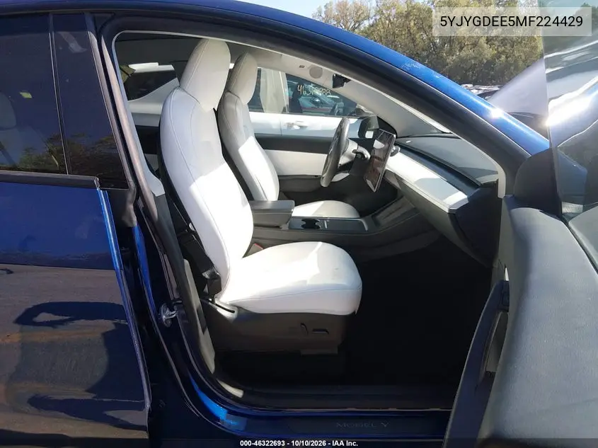 2021 TESLA MODEL Y VIN 5YJYGDEE5MF224429 — фото 5