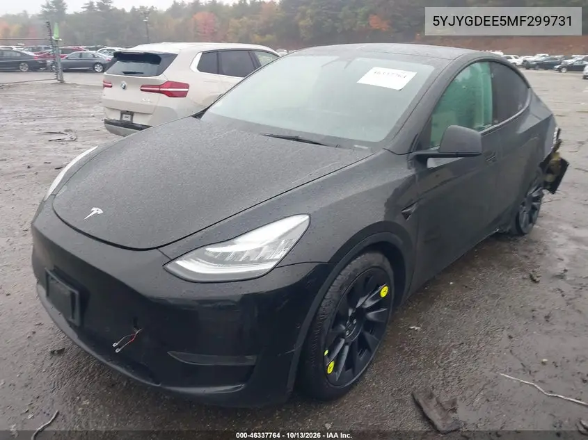 2021 TESLA MODEL Y VIN 5YJYGDEE5MF299731 — фото 2