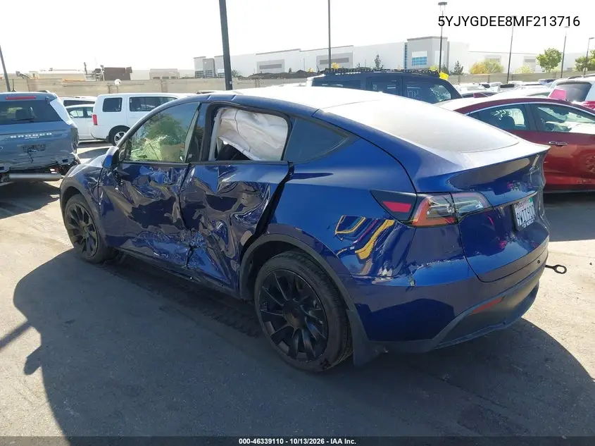 2021 TESLA MODEL Y VIN 5YJYGDEE8MF213716 — фото 3