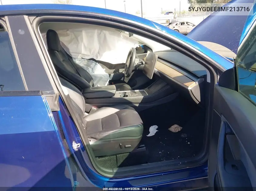 2021 TESLA MODEL Y VIN 5YJYGDEE8MF213716 — фото 5
