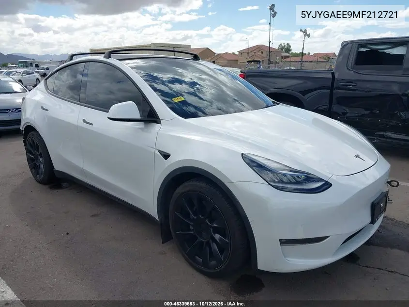 TESLA MODEL Y 2021, VIN 5YJYGAEE9MF212721