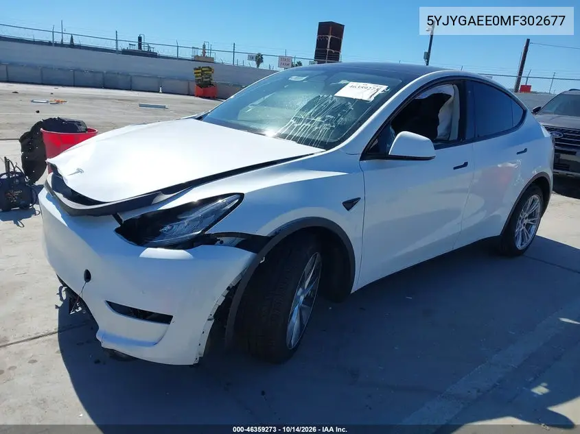 2021 TESLA MODEL Y VIN 5YJYGAEE0MF302677 — фото 2
