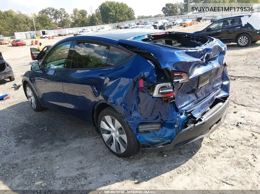 2021 TESLA MODEL Y VIN 5YJYGAEE1MF179536 — фото 3
