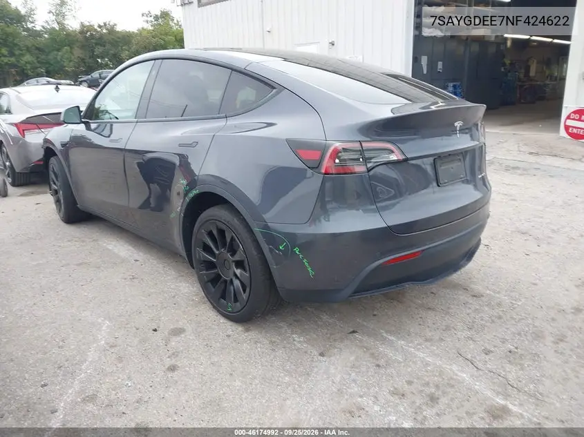 2022 TESLA MODEL Y VIN 7SAYGDEE7NF424622 — фото 3