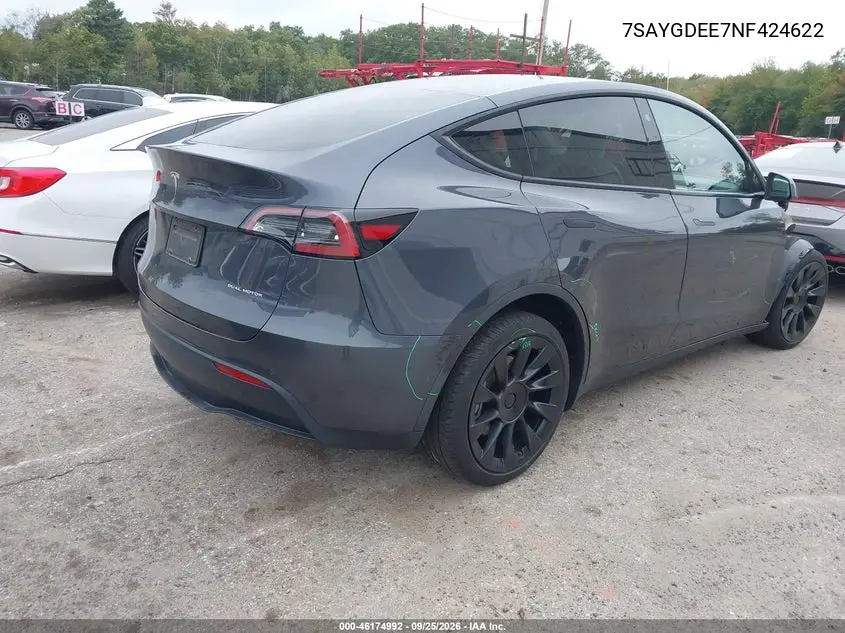 2022 TESLA MODEL Y VIN 7SAYGDEE7NF424622 — фото 4