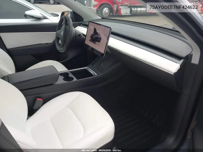 2022 TESLA MODEL Y VIN 7SAYGDEE7NF424622 — фото 5
