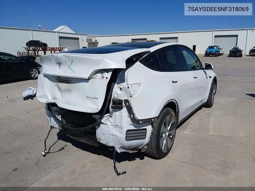 2022 TESLA MODEL Y VIN 7SAYGDEE5NF318069 — фото 4