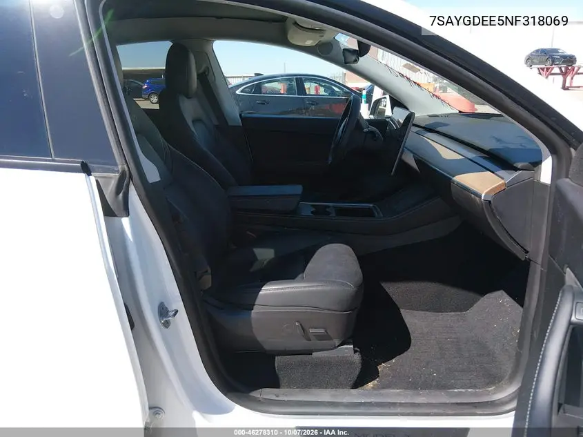 2022 TESLA MODEL Y VIN 7SAYGDEE5NF318069 — фото 5