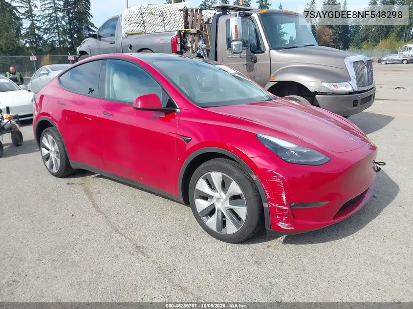 TESLA MODEL Y 2022, VIN 7SAYGDEE8NF548298