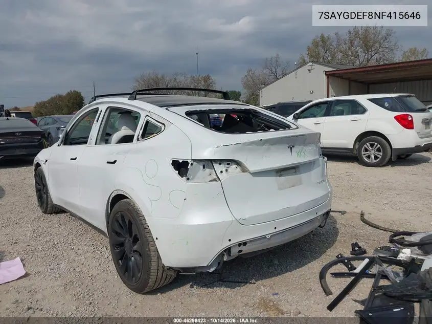 2022 TESLA MODEL Y VIN 7SAYGDEF8NF415646 — фото 3