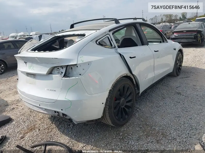 2022 TESLA MODEL Y VIN 7SAYGDEF8NF415646 — фото 4
