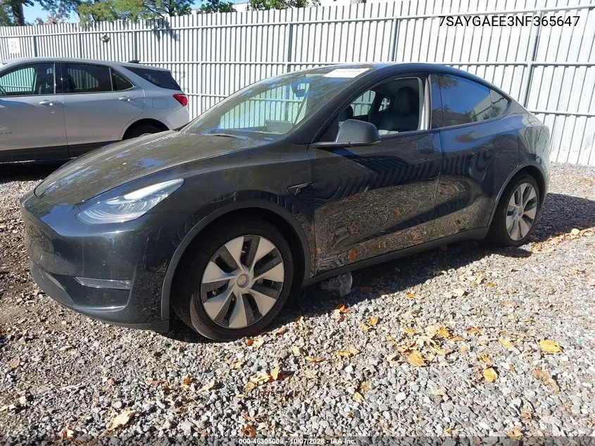 2022 TESLA MODEL Y VIN 7SAYGAEE3NF365647 — фото 2