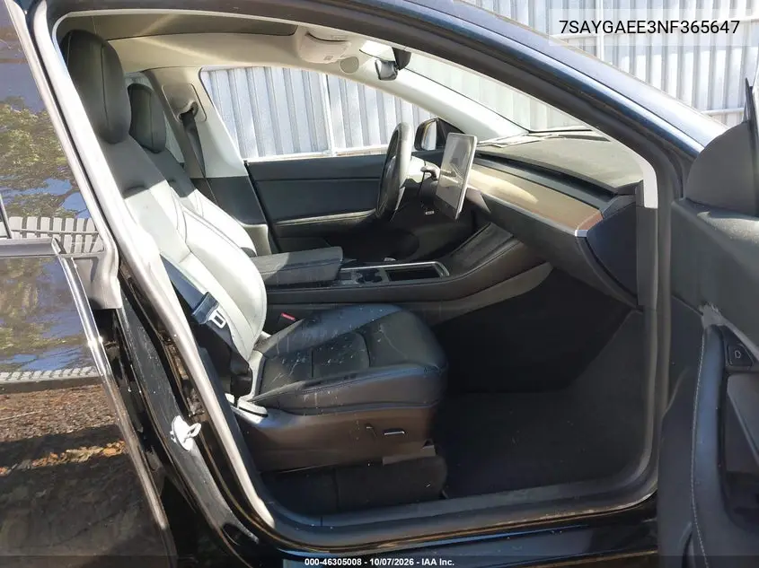 2022 TESLA MODEL Y VIN 7SAYGAEE3NF365647 — фото 5