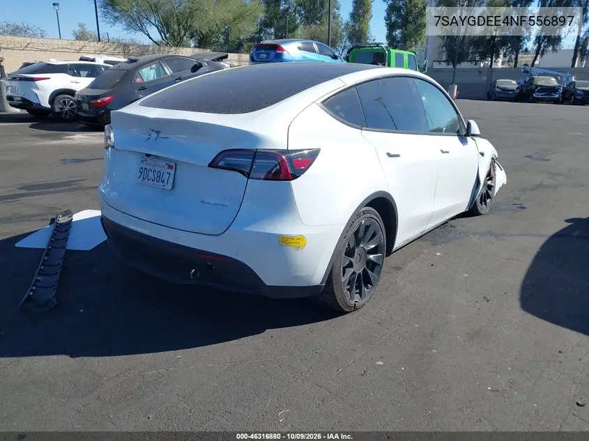 2022 TESLA MODEL Y VIN 7SAYGDEE4NF556897 — фото 4