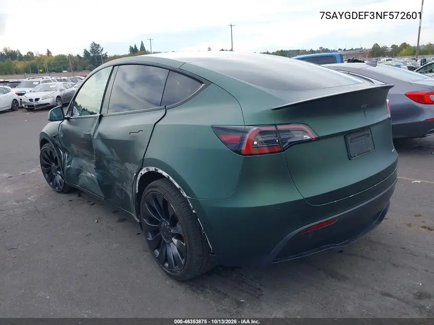 2022 TESLA MODEL Y VIN 7SAYGDEF3NF572601 — фото 3