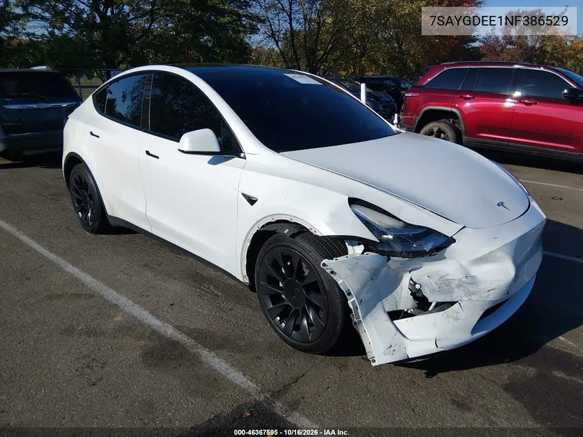 TESLA MODEL Y 2022, VIN 7SAYGDEE1NF386529