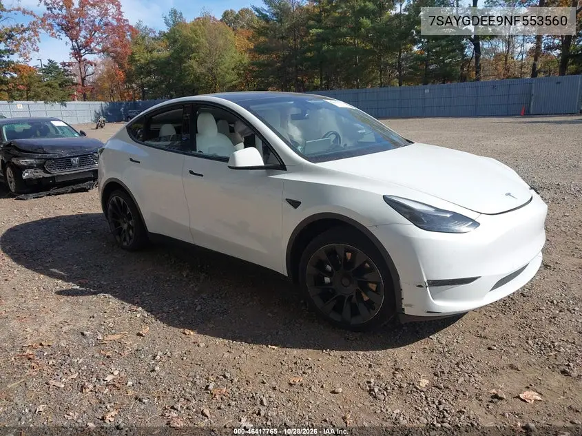 TESLA MODEL Y 2022, VIN 7SAYGDEE9NF553560